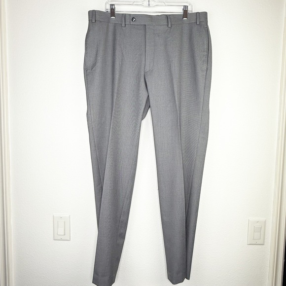 Calvin Klein Mens Grey Dress Pants Flat Front Suit Slacks Size 38W x 32L - Picture 2 of 7